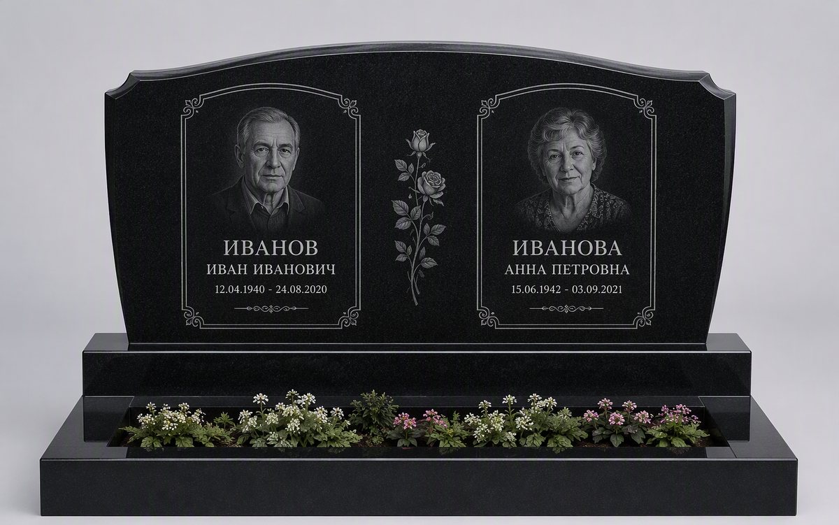 Двойной гранитный памятник с доставкой в Глуске